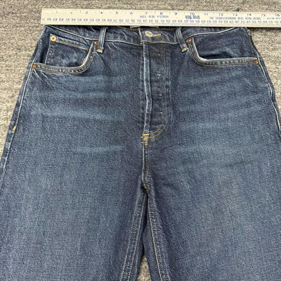 Agolde Riley Jeans Women 26 Long Tall Blue Denim Straight Dark Wash Stretch - Picture 10 of 12